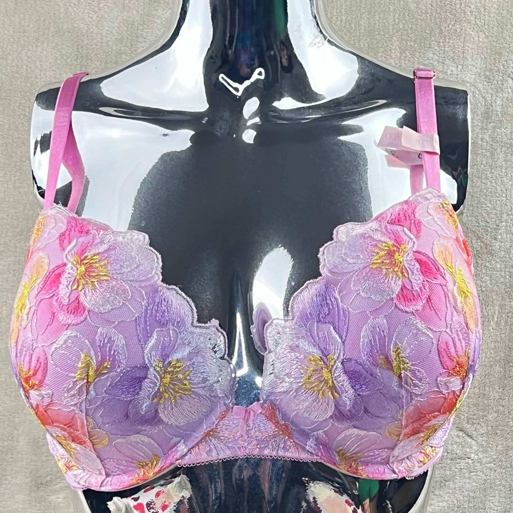 Victoria's Secret Dream Angels Wicked Unlined Uplift Bra 34DD Pink Floral New
